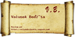 Valusek Beáta névjegykártya
